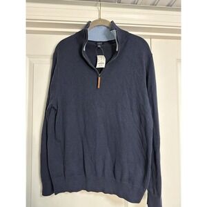 Jcrew, Men's 1/4 Zip, Lightweight Sweater, Navy/Blue,‎ Size Medium